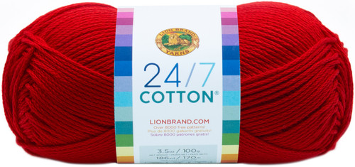 3 Pack Lion Brand 24/7 Cotton Yarn-Red 761-113 - 023032015941
