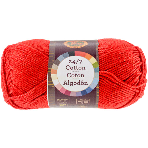 3 Pack Lion Brand 24/7 Cotton Yarn-Red 761-113