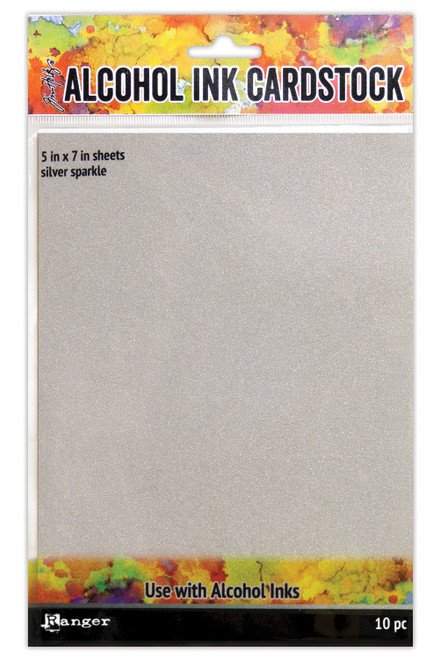 3 Pack - Tim Holtz Alcohol Ink Cardstock 5"X7" 10/Pkg-Silver Sparkle - TAC65500 - 789541065500