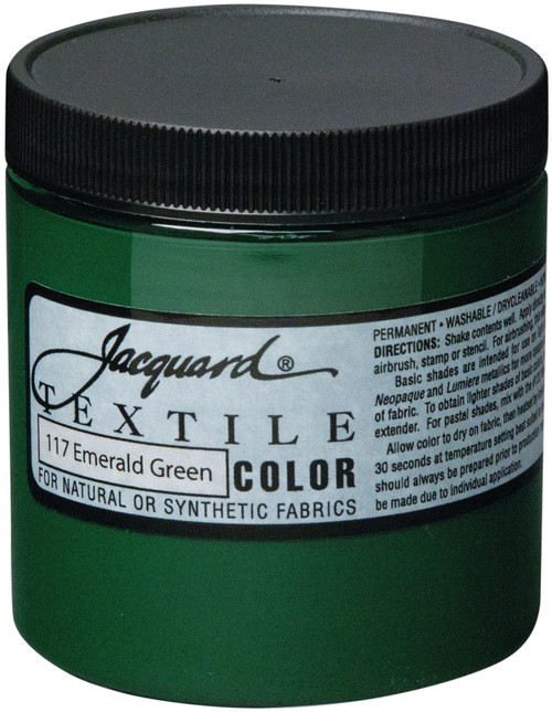 Jacquard Textile Color Fabric Paint 8oz-Emerald Green TEXTILE8-2117 - 743772211709