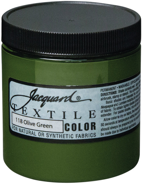 Jacquard Textile Color Fabric Paint 8oz-Olive Green - TEXTILE8-2118 - 743772211808