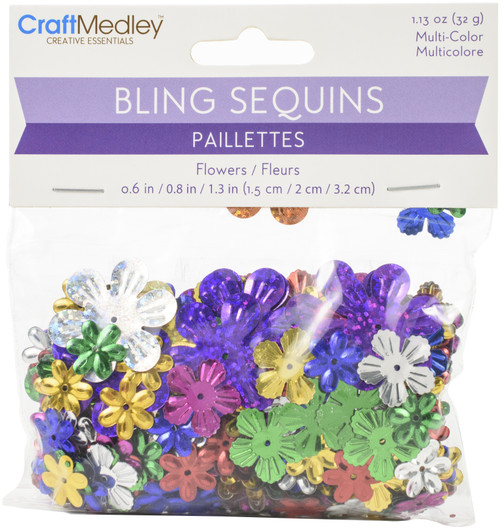 6 Pack Craft Medley(TM) Creative Essentials Bling Sequins 32g-Flowers GC472-B - 775749248029