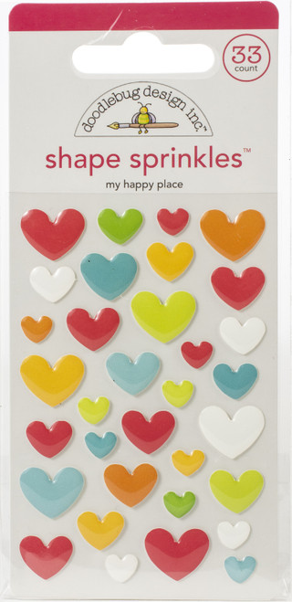 3 Pack Doodlebug Sprinkles Adhesive Glossy Enamel Shapes-My Happy Place, I Heart Travel IHT6352 - 842715063525