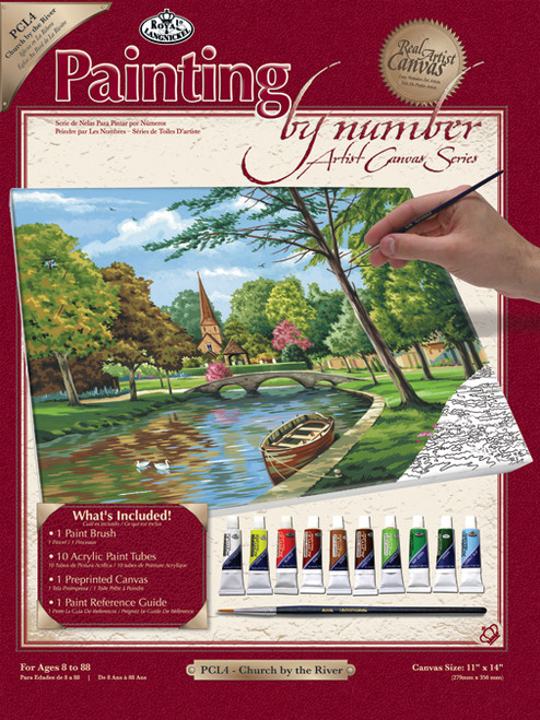 3 Pack Royal Paint By Number Kit Artist Canvas Series 11"X14"-Church By The River PCL-4 - 090672125200