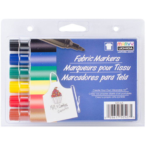 2 Pack Uchida Fabric Markers Broad Tip 6/Pkg-Primary 520-6-A - 028617505275