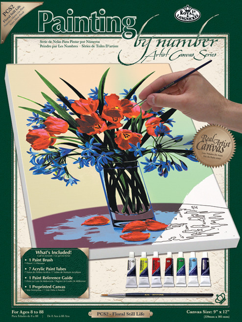 3 Pack Royal Paint By Number Kit Artist Canvas Series 9"X12"-Floral Still Life PCS-2 - 090672140166