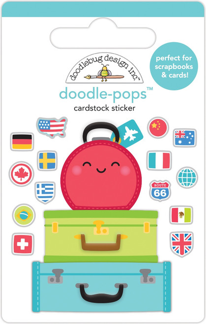 6 Pack - Doodlebug Doodle-Pops 3D Stickers-Pack Your Bags, I Heart Travel - DP6361 - 842715063617