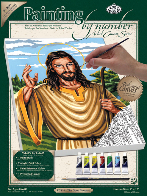 3 Pack - Royal Paint By Number Kit Artist Canvas Series 9"X12"-The Good Shepherd - PCS-10 - 090672140241 3 Pack - Royal Paint By Number Kit Artist Canvas Series 9"X12"-The Good Shepherd - PCS-10 - 090672140241