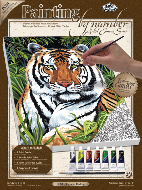 3 Pack - Royal Paint By Number Kit Artist Canvas Series 9"X12"-Tiger In Hiding - PCS-4 - 090672140180 3 Pack - Royal Paint By Number Kit Artist Canvas Series 9"X12"-Tiger In Hiding - PCS-4 - 090672140180