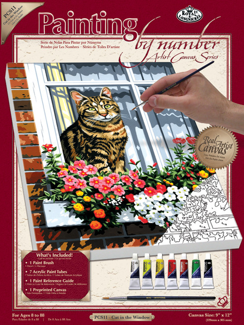 3 Pack - Royal Paint By Number Kit Artist Canvas Series 9"X12"-Cat In The Window - PCS-11 - 090672125132 3 Pack - Royal Paint By Number Kit Artist Canvas Series 9"X12"-Cat In The Window - PCS-11 - 090672125132