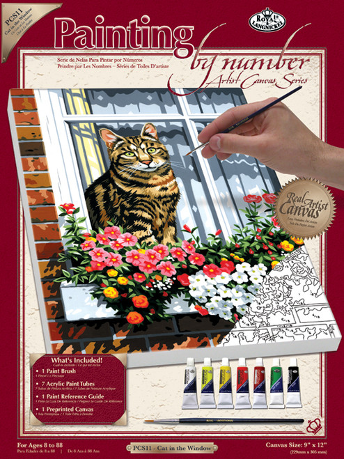 3 Pack Royal Paint By Number Kit Artist Canvas Series 9"X12"-Cat In The Window PCS-11 - 090672125132