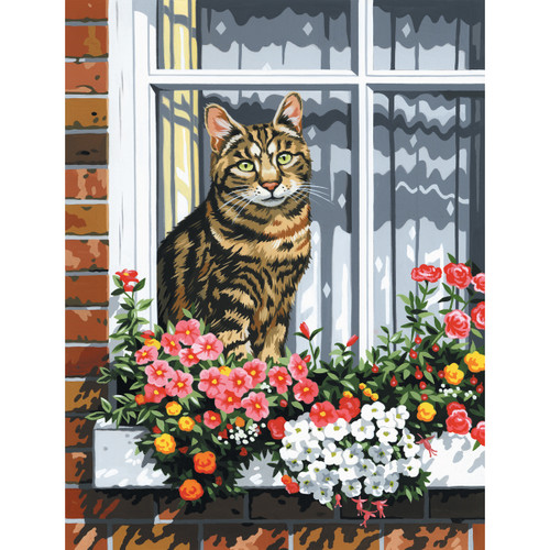 3 Pack Royal Paint By Number Kit Artist Canvas Series 9"X12"-Cat In The Window PCS-11