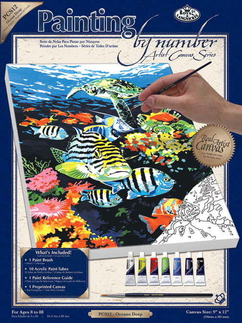 3 Pack Royal Paint By Number Kit Artist Canvas Series 9"X12"-Ocean Deep PCS-12 - 090672220158
