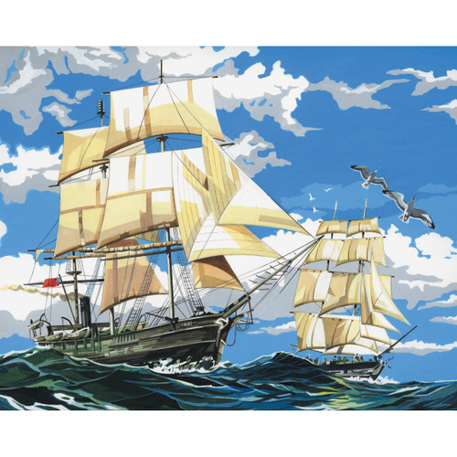 3 Pack Royal Paint By Number Kit Artist Canvas Series 11"X14"-Sailing Ships PCL-1