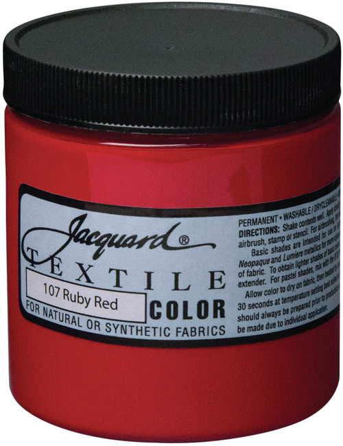 Jacquard Textile Color Fabric Paint 8oz-Ruby Red TEXTILE8-2107 - 743772210702