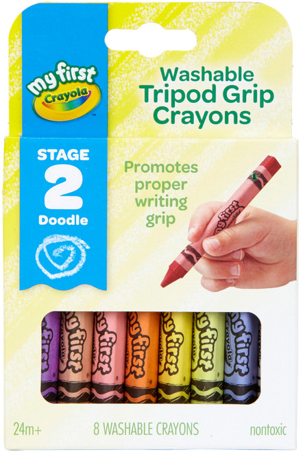 4 Pack - Crayola My First Washable Tripod Grip Crayons-8/Pkg - 81-1460 - 071662114602