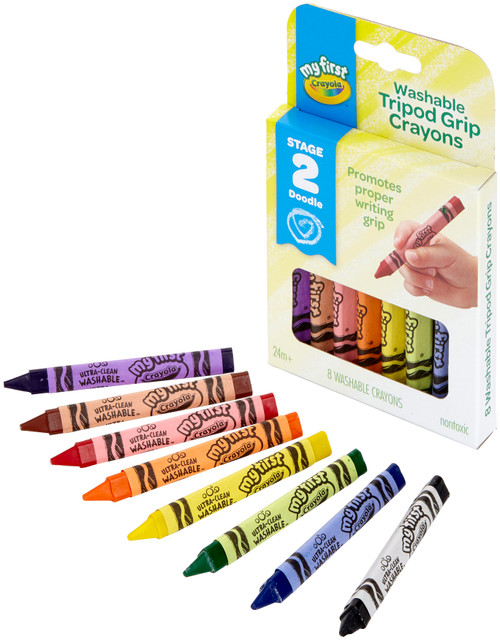 4 Pack - Crayola My First Washable Tripod Grip Crayons-8/Pkg - 81-1460