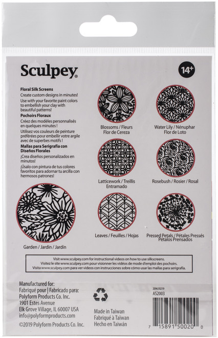 3 Pack Sculpey Silkscreen Kit-Florals AS2003