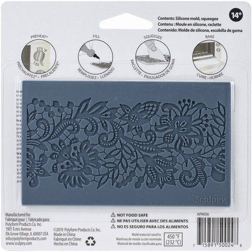 4 Pack - Sculpey Tools Oven-Safe Silicone Mold-Lace - APML-56