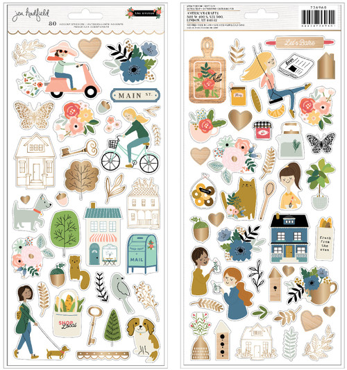Jen Hadfield The Avenue Cardstock Stickers 6"X12" 80/Pkg-Icons W/Foil Accents JH736960