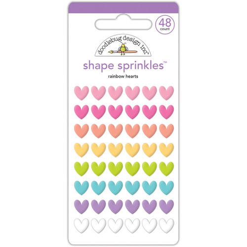 3 Pack Doodlebug Sprinkles Adhesive Glossy Enamel Shapes-Rainbow Hearts, 48/Pkg FAIR5550