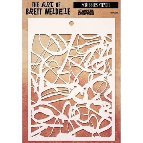 3 Pack Brett Weldele Stencils 6.5"X4.5"-Scribbles BWS-5