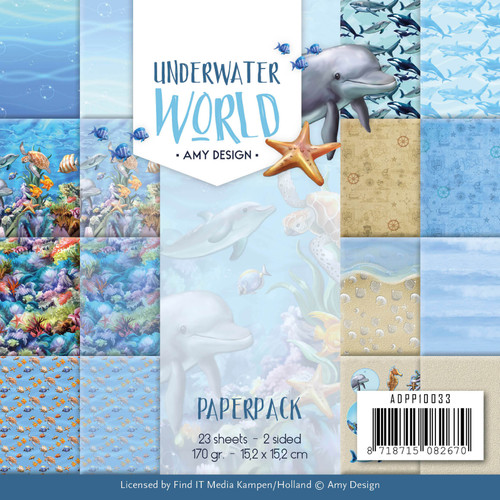 Find It Trading Amy Design Paper Pack 6"X6" 23/Pkg-Underwater World, Double-Sided APP10033