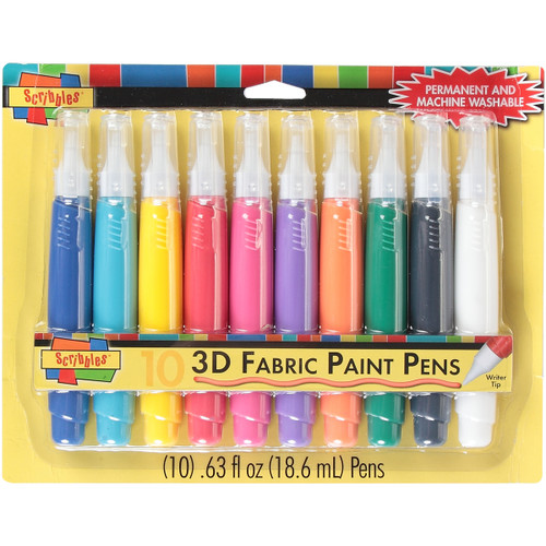 2 Pack - Scribbles 3D Fabric Paint Pens 10/Pkg-Assorted - DFPS10 - 017754325099