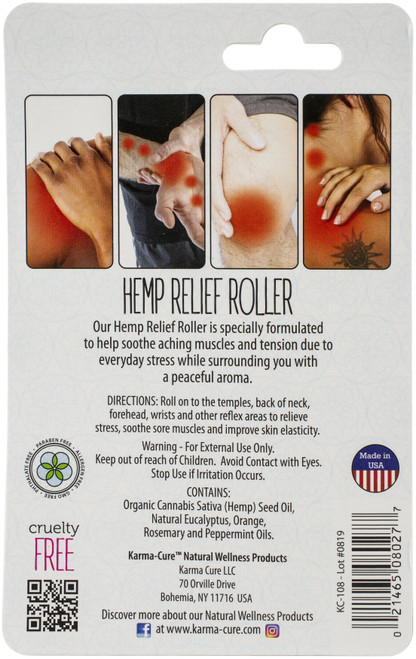 3 Pack Karma-Cure Hemp Relief Oil-.5oz Roller Bottle KC108