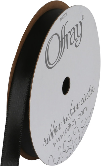 Offray Single Face Satin Ribbon 3/8x18' Red.