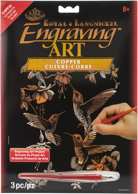3 Pack - Royal & Langnickel(R) Copper Foil Engraving Art Kit 8"X10"-Hummingbird Trio - COPRFL-34 - 090672376596