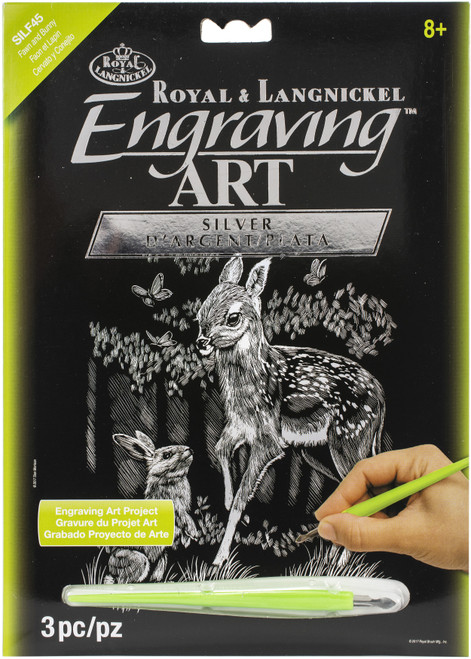 3 Pack - Royal & Langnickel(R) Silver Foil Engraving Art Kit 8"X10"-Fawn And Bunny - SILVFL-45 - 090672373625
