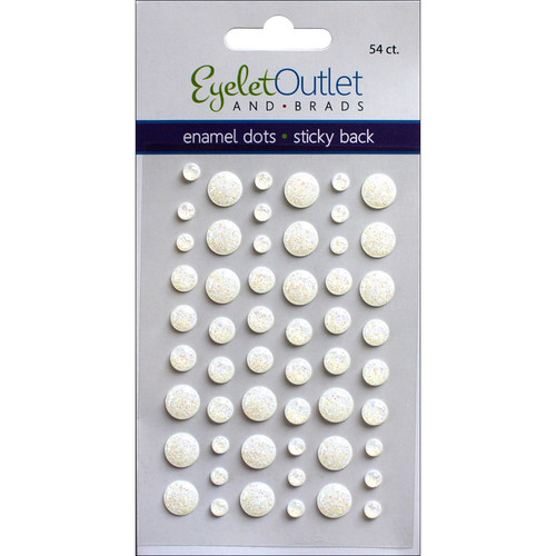 5 Pack Eyelet Outlet Adhesive-Back Enamel Dots 54/Pkg-Glitter White EN54-E18A - 810787023563