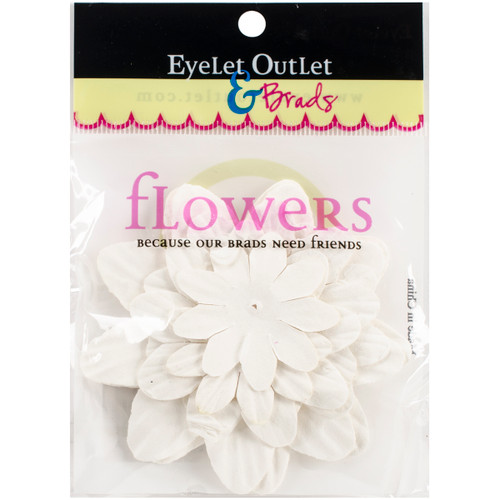 5 Pack Eyelet Outlet Flowers 40/Pkg-White FLW-F8A - 810787023549