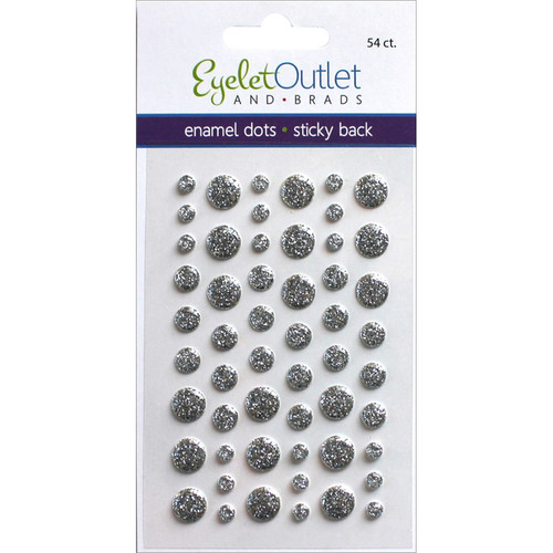 5 Pack - Eyelet Outlet Adhesive-Back Enamel Dots 54/Pkg-Glitter Silver - EN54-E18D - 810787023594