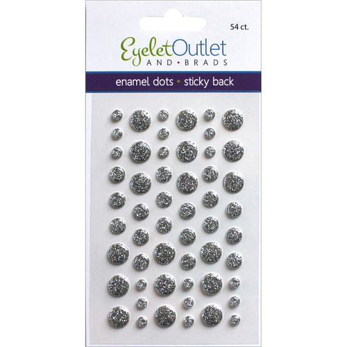 5 Pack Eyelet Outlet Adhesive-Back Enamel Dots 54/Pkg-Glitter Silver EN54-E18D - 810787023594