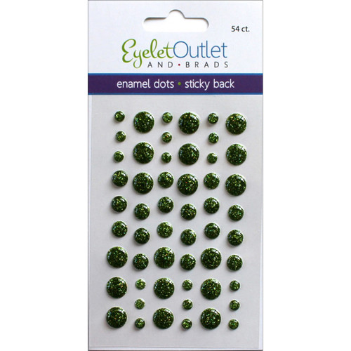 5 Pack Eyelet Outlet Adhesive-Back Enamel Dots 54/Pkg-Glitter Green EN54-E19E - 810787023662