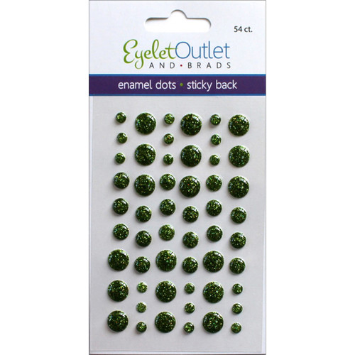 5 Pack - Eyelet Outlet Adhesive-Back Enamel Dots 54/Pkg-Glitter Green - EN54-E19E - 810787023662