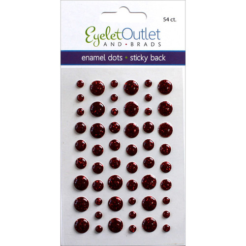 5 Pack - Eyelet Outlet Adhesive-Back Enamel Dots 54/Pkg-Glitter Red - EN54-E18E - 810787023600