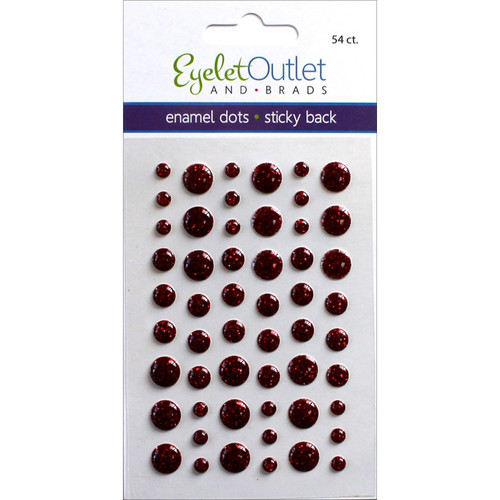5 Pack Eyelet Outlet Adhesive-Back Enamel Dots 54/Pkg-Glitter Red EN54-E18E - 810787023600