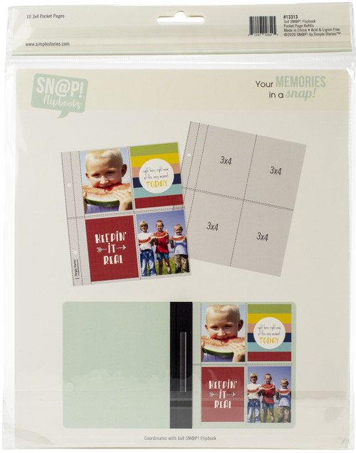 3 Pack - Simple Stories Sn@p! Pocket Pages For 6"X8" Flipbooks 10/Pkg-(4) 3"X4" Pockets - SS13313 3 Pack - Simple Stories Sn@p! Pocket Pages For 6"X8" Flipbooks 10/Pkg-(4) 3"X4" Pockets - SS13313