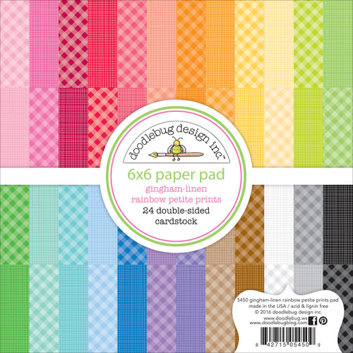 2 Pack Doodlebug Petite Prints Double-Sided Paper Pad 6"X6" 24/Pkg-Gingham-Linen, 12 Designs/2 Each MGL5450 - 842715054509