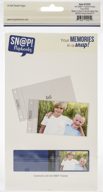 3 Pack Simple Stories Sn@p! Pocket Pages For 4"X6" Flipbooks 10/Pkg-(1) 4"X6" Pocket SS13323