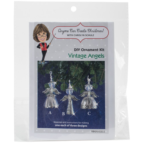 2 Pack Solid Oak Nostalgic Christmas Beaded Crystal Ornament Kit-Vintage Angels Makes 3 NCHBOK-47403 - 845227047403