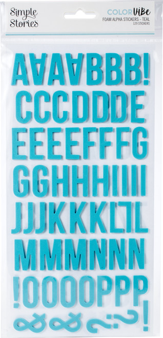 3 Pack - Simple Stories Color Vibe Foam Alpha Stickers 6"X12" 129/Pkg-Teal - SSCVS-13435 - 817254010897 3 Pack - Simple Stories Color Vibe Foam Alpha Stickers 6"X12" 129/Pkg-Teal - SSCVS-13435 - 817254010897