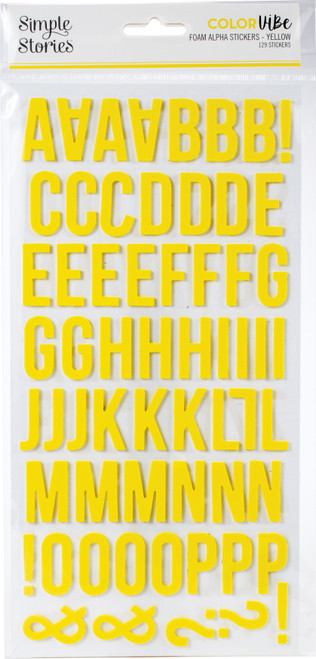 3 Pack - Simple Stories Color Vibe Foam Alpha Stickers 6"X12" 129/Pkg-Yellow - SSCVS-13437 - 817254011719
