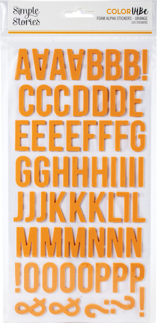 3 Pack - Simple Stories Color Vibe Foam Alpha Stickers 6"X12" 129/Pkg-Orange - SSCVS-13438 - 817254010767