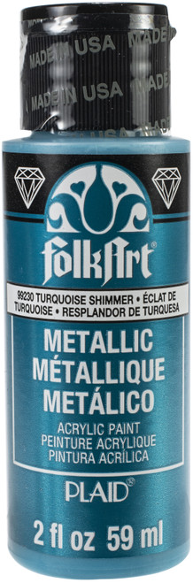 6 Pack FolkArt Metallic Acrylic Paint 2oz-Turquoise Shimmer SM-99230