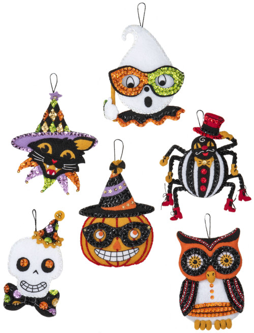 Bucilla Felt Ornaments Applique Kit Set Of 6-Vintage Halloween 89276E - 046109892764