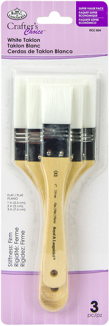3 Pack - Crafter's Choice White Taklon Flat Brush Value Pack 3/Pkg- - RCC804 - 090672373090